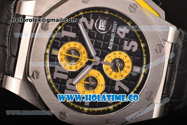 Audemars Piguet Royal Oak Offshore Chrono Miyota OS10 Quartz Steel Case with Black Dial and Silver Arabic Numeral Markers - Click Image to Close